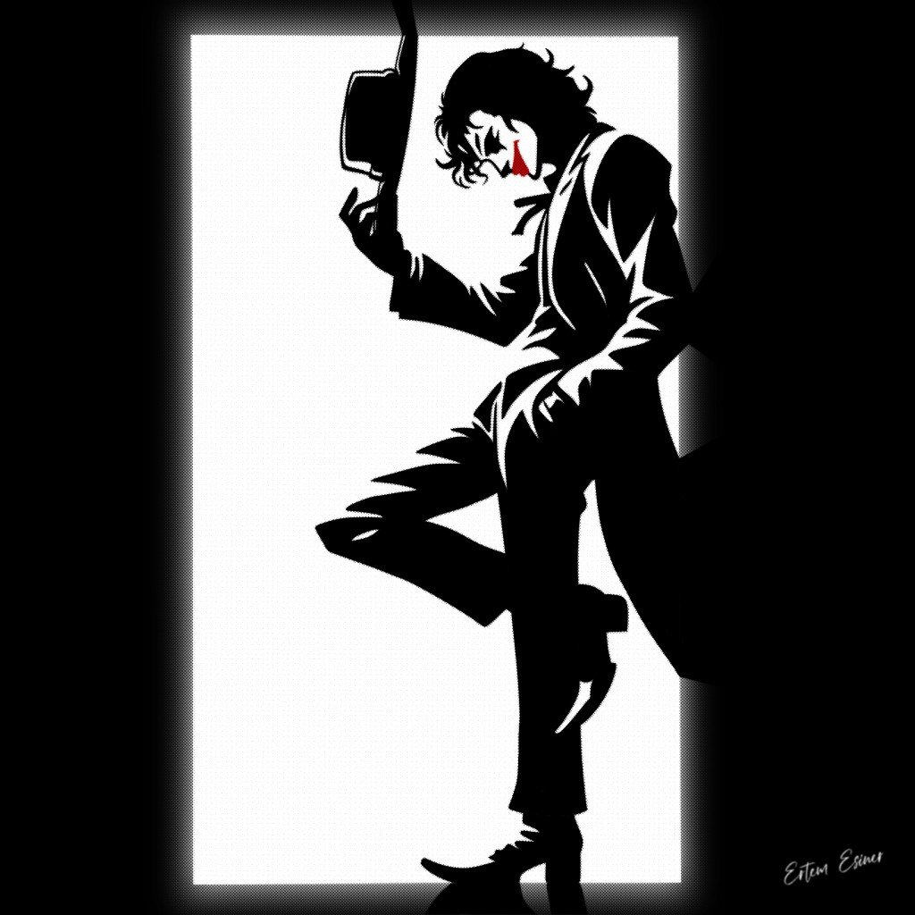 Black-and-white Joker silhouette drawing